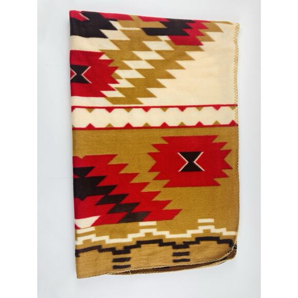 St. Labre Indian School Soft Fleece Throw Blanket Southwest Aztec Brown Red Colo - Picture 9 of 10